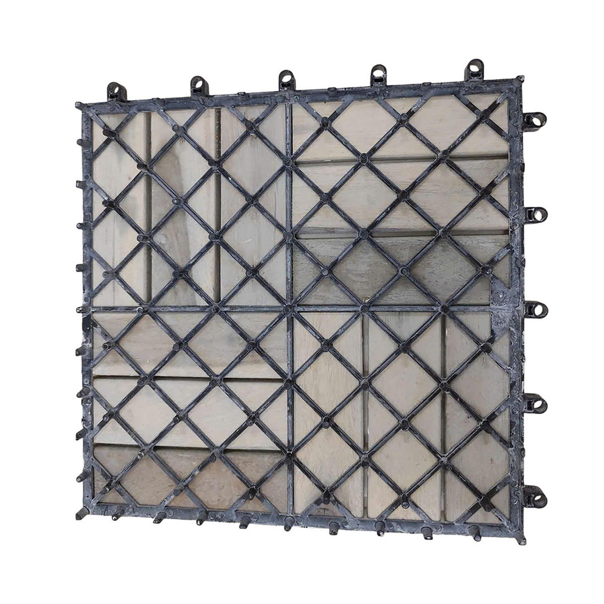 TERRASSENFLIESE - 33er-Set - 30x30 cm - Akazie massiv / Polypropylene - Hellgrau, Holz/Kunststoff (30/30/2.4cm) - home24