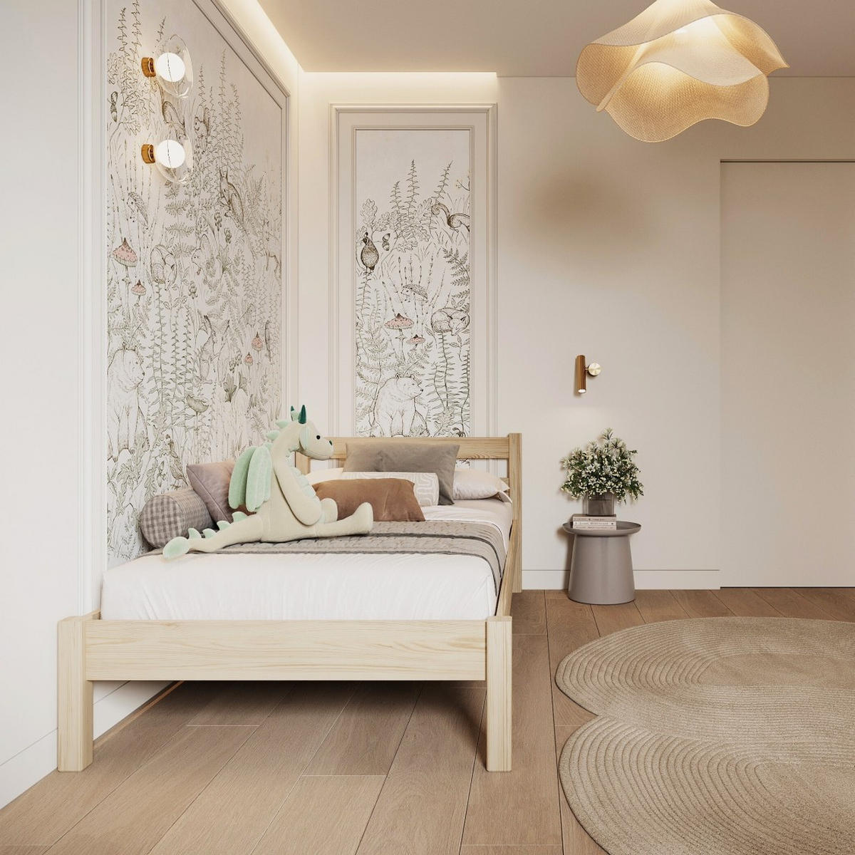 BETT N01 Klare Kiefer 100/190 - Braun, Naturmaterialien/Holz (100/190cm) - N-Wood