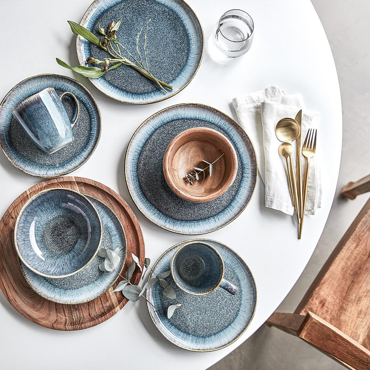 GESCHIRRSET 16-tlg. Hilda 4 Personen - Blau, Keramik (27/3/27cm) - Butlers