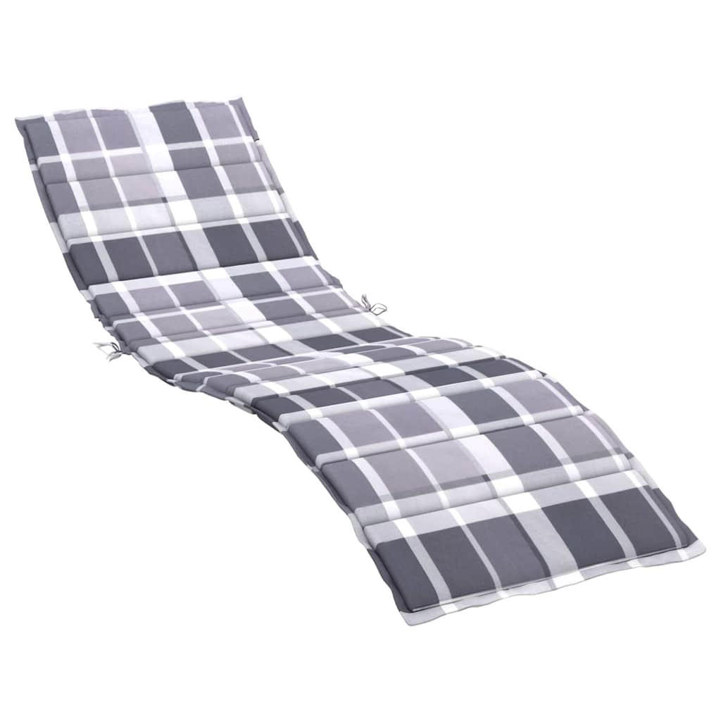 SONNENLIEGEN-AUFLAGE Grau Karomuster 200/60/3 Cm Oxford-Gewebe - Grau, Textil (60/3/200cm) - vidaXL