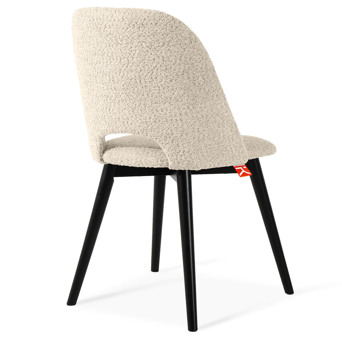 POLSTERSTUHL TINO Wohnzimmerstühl, 2-er Set, Bouclé - Creme/Schwarz, Holz/Textil (48/86/44cm) - KONSIMO®
