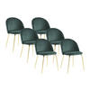 STUHL 6er-Set - Samt & Goldfarbenes Metall - Grün - MELBOURNE - Grün, Textil (55/77/50cm) - Vente-Unique