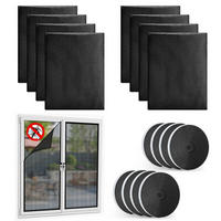 FLIEGENGITTER Fenster 8-teiliges Set 130 x 150 cm Schwarz - Schwarz, Textil (27.5/6/28cm)