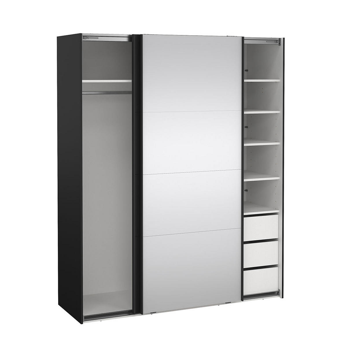 SCHIEBETÜRENSCHRANK, Catania, Schwarz, Holzwerkstoff, 179 x 67 x 221 cm - Schwarz, Holzwerkstoff (179/221/67cm) - ebuy24