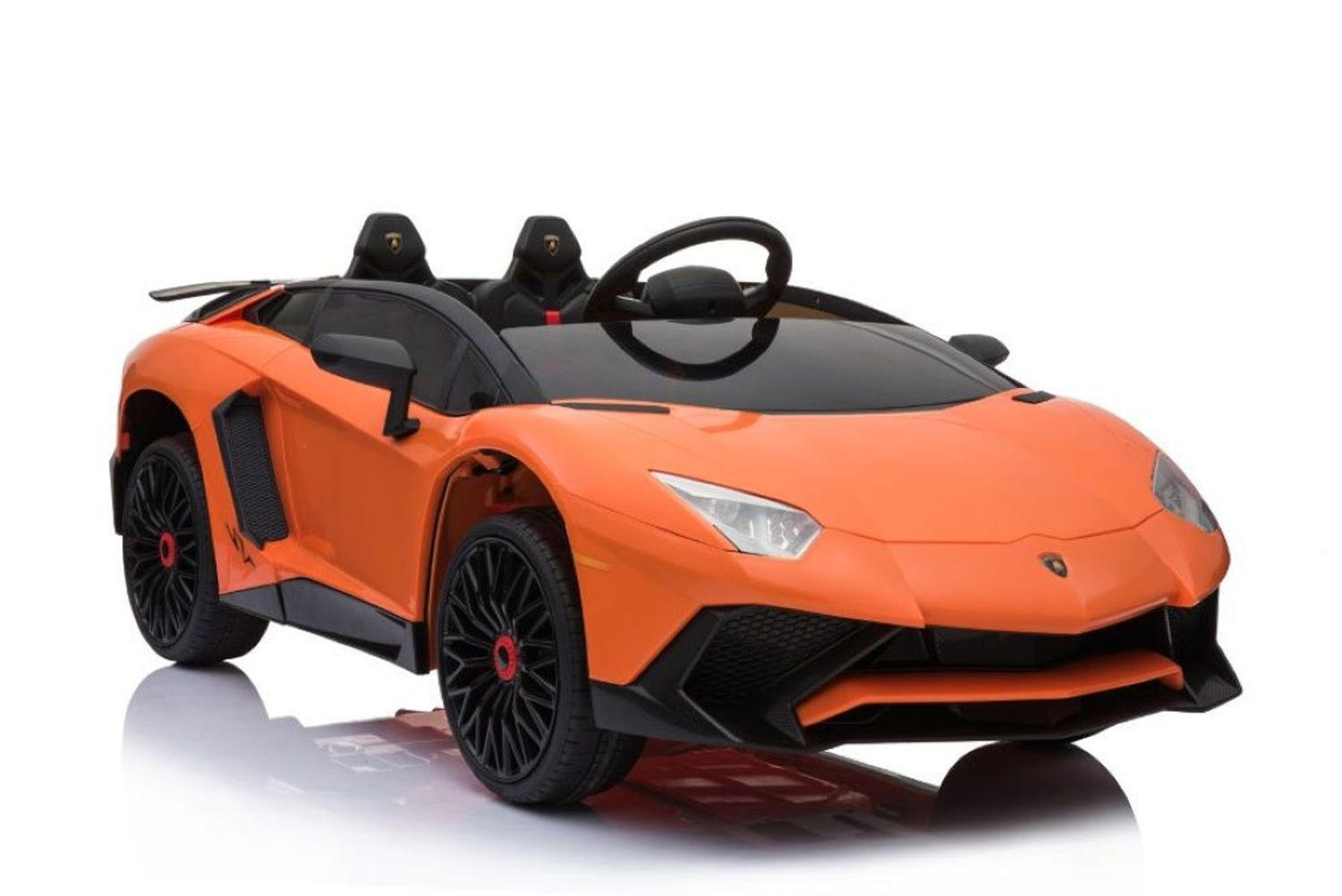 ELEKTROAUTO Lamborghini Aventador SV orange EVA-Reifen, Kunstledersitz, 12V 7Ah Akku, 2x 35 Watt Motoren, Radio - Orange, Kunststoff (131/72/48cm) - Es-Toys