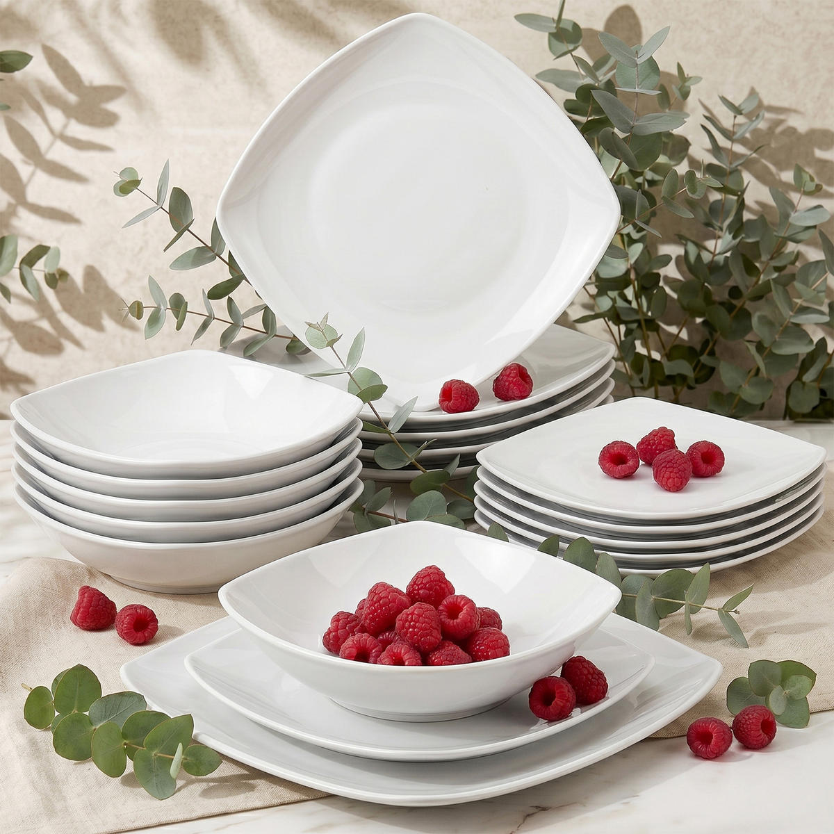 TAFELSERVICE CARLINA 6-Personen 18-tlg - Weiß, Keramik (25.5/2/25.5cm) - KONSIMO®
