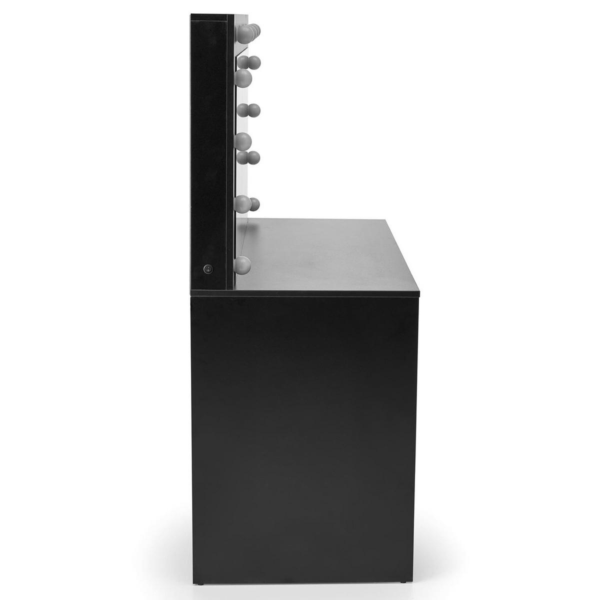 SCHMINKTISCH FABIOSO Groß Schwarz - Schwarz, Glas/Holz (140/120/55cm) - KONSIMO®