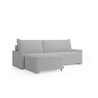ECKSCHLAFSOFA - Rocky - Links, Hellgrau (Poso 55) - Hellgrau/Schwarz, Holzwerkstoff/Metall (245/174cm) - Möblo