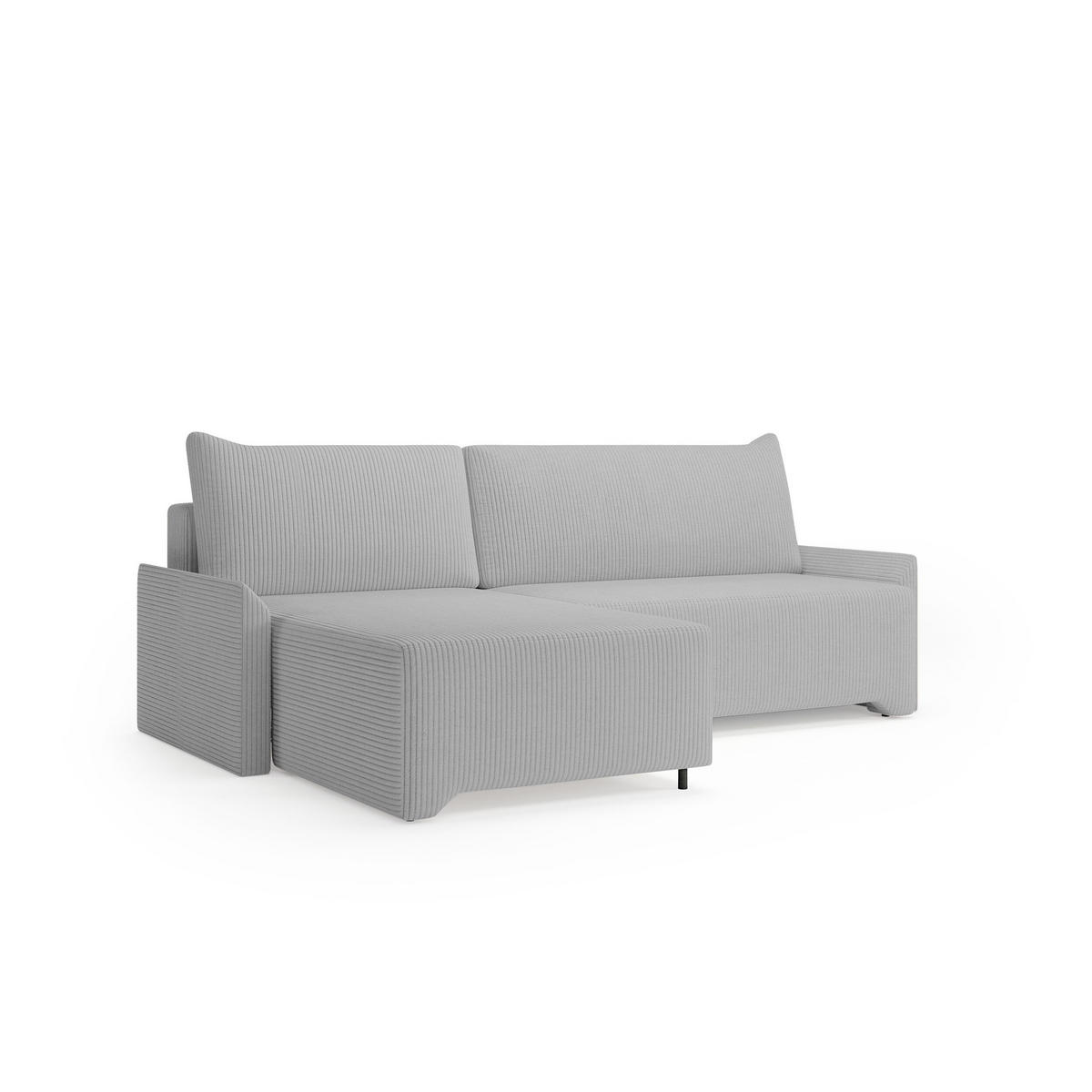 ECKSCHLAFSOFA - Rocky - Links, Hellgrau (Poso 55) - Hellgrau/Schwarz, Holzwerkstoff/Metall (245/174cm) - Möblo