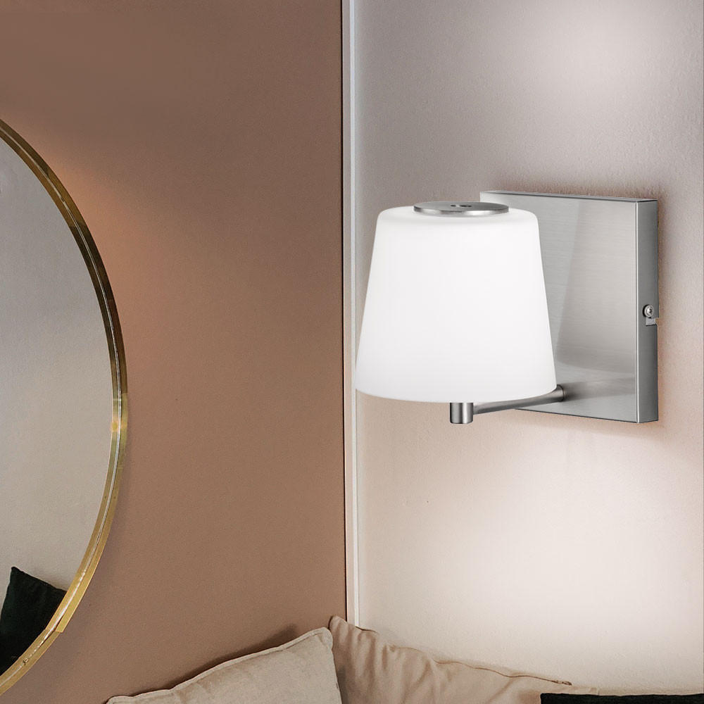 LED WANDLEUCHTE Metall Silber - Silberfarben, Glas (17/14/14cm) - Wofi
