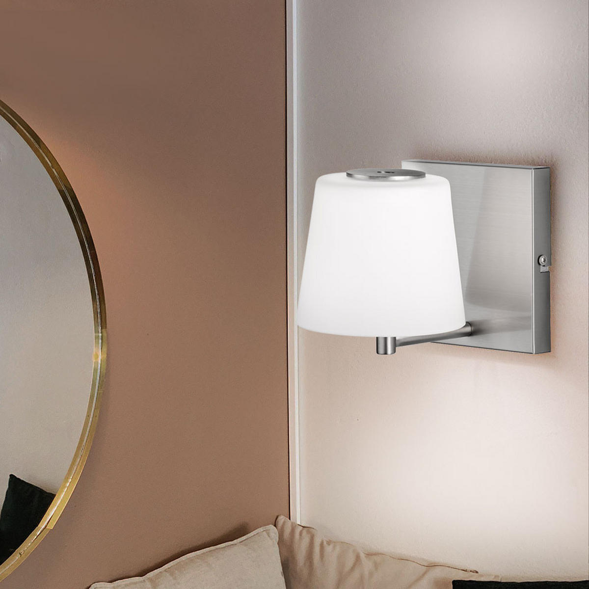 LED WANDLEUCHTE Metall Silber - Silberfarben, Glas (17/14/14cm) - Wofi