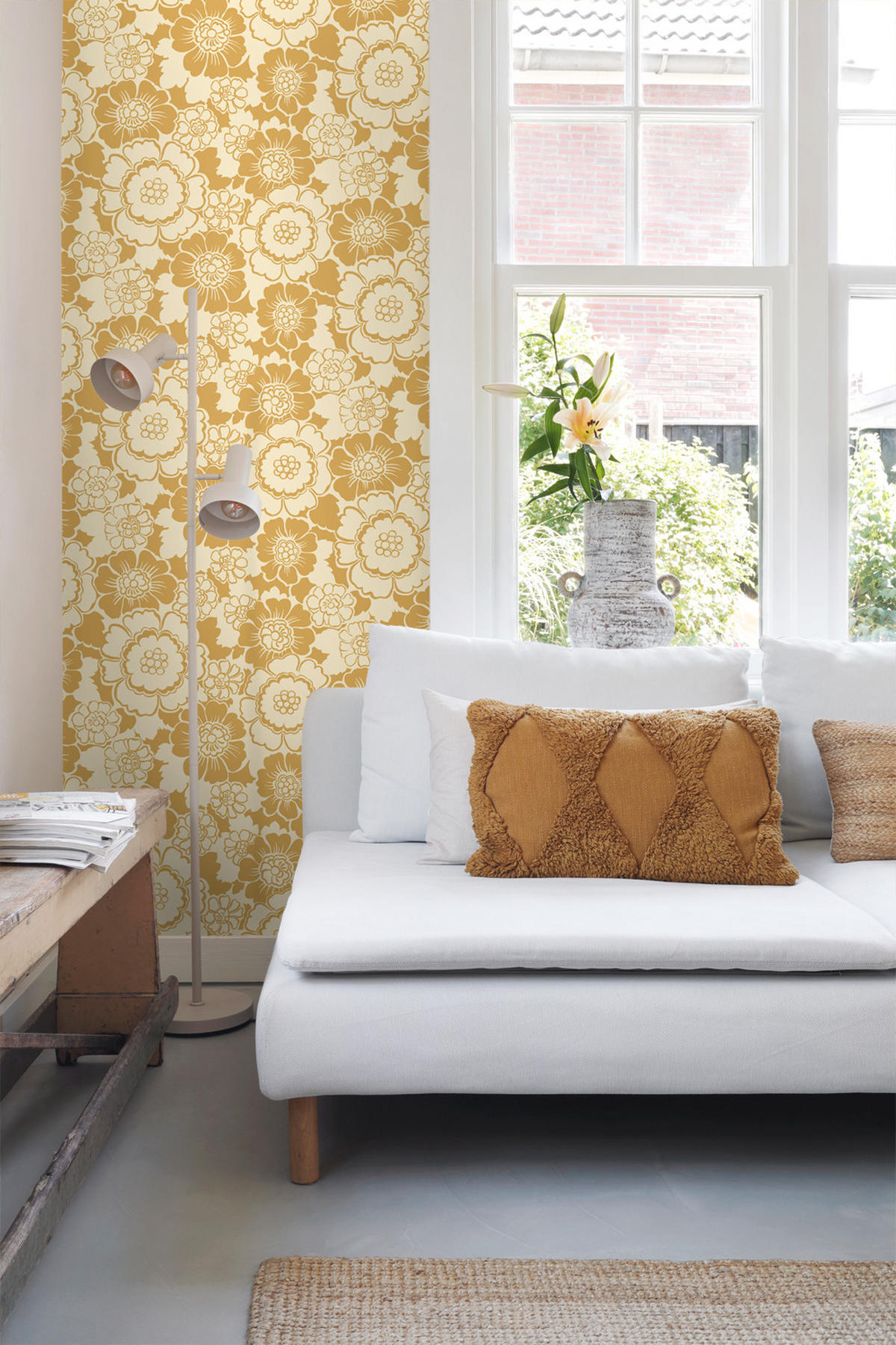 TAPETE Retro Blumen 50 x 900 cm - Gelb, Papier (50/900cm) - ESTAhome