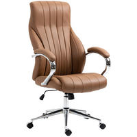 CHEFSESSEL Echtleder hellbraun - Chromfarben/Hellbraun, Leder/Metall (73/120/76cm) - CLP