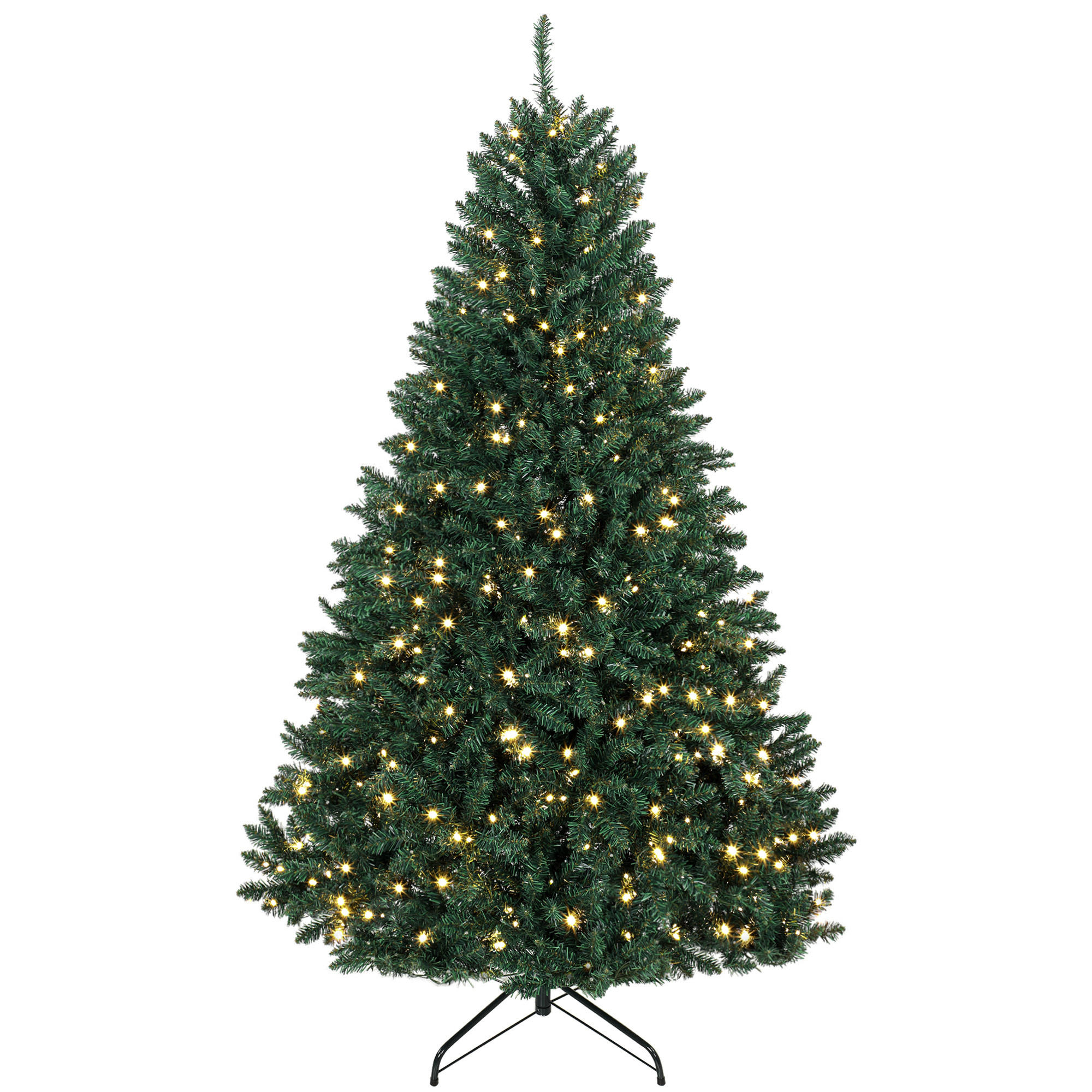 KÜNSTLICHER Weihnachtsbaum, 180 cm Christbaum mit 1494 Spitzen, 550 LED-Leuchte - Grün, Kunststoff (180cm) - HOMCOM