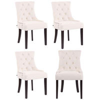 WOHNZIMMERSTUHL 4er Set Samt creme - Creme, Holz/Textil (55/92/58cm) - CLP