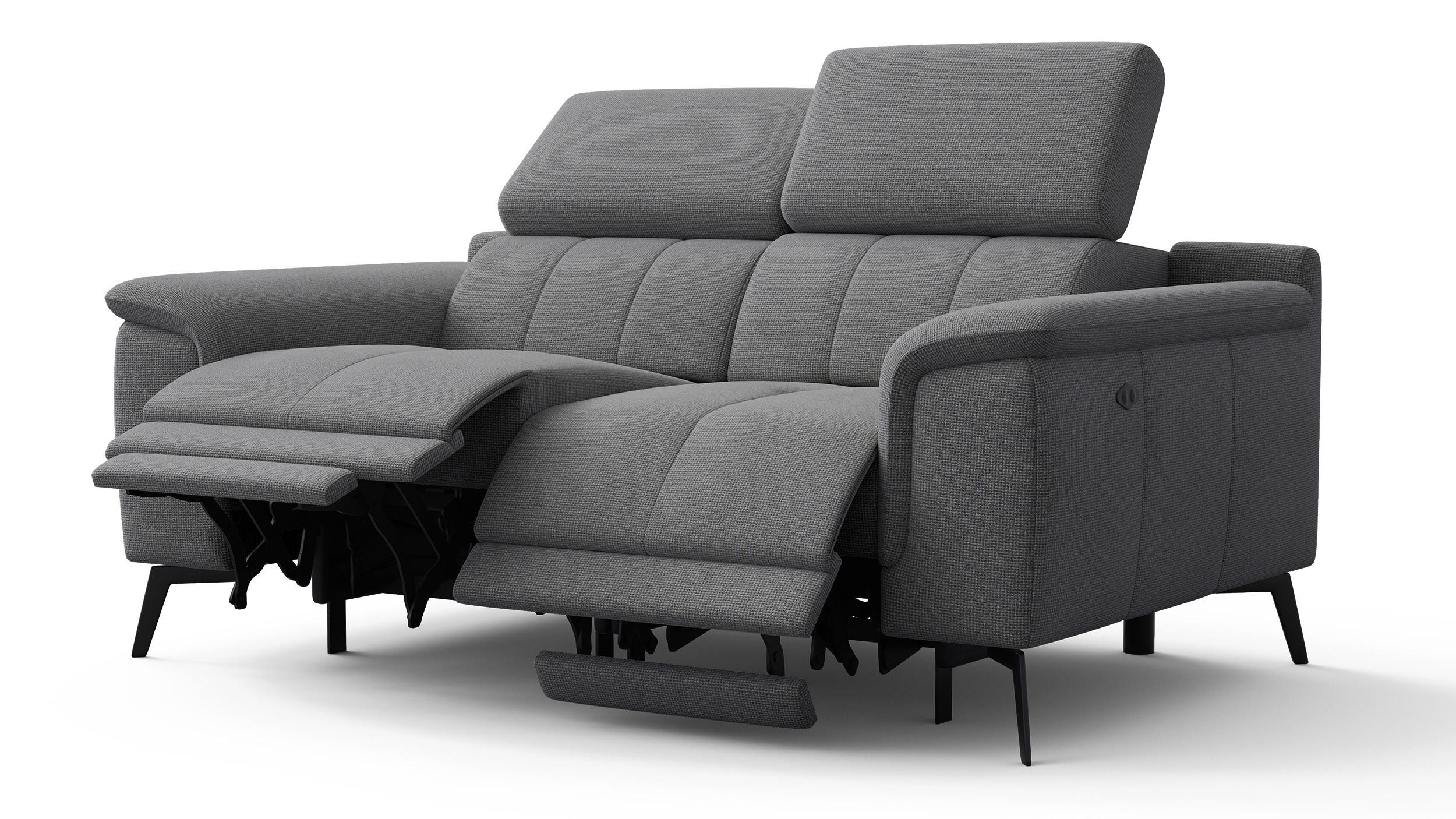 RELAXSOFA FIERO 2-Sitzer mit 2 Relaxfunktionen, grau - Schwarz/Grau, Holzwerkstoff/Textil (170/82/103cm) - Courtois Laville
