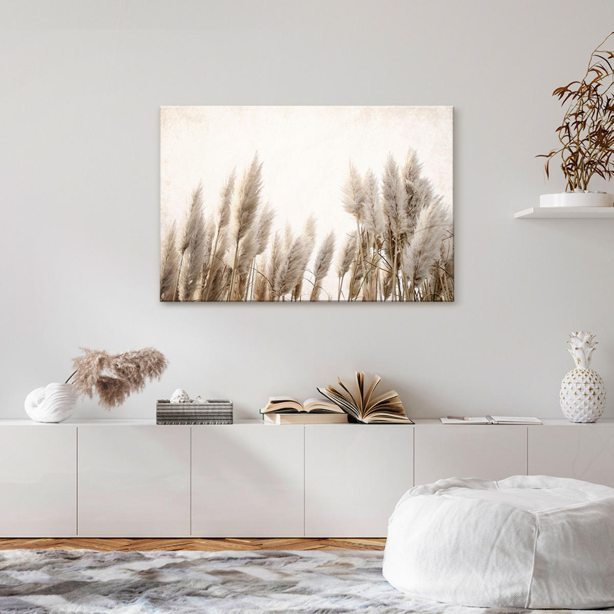 LEINWANDBILD Pampasgras 120x80 cm - Multicolor, Holz (120/80cm) - LUMASOUL