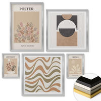 WANDBILDER 5er Set - 50x50 cm & 20x30 cm & 40x60 cm Silberner Rahmen - Abstrakte Formenmuster - Silberfarben, Kunststoff (40/60cm) - ArtPrintCave