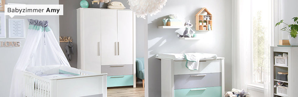 Babyzimmer Amy weiß grau mint