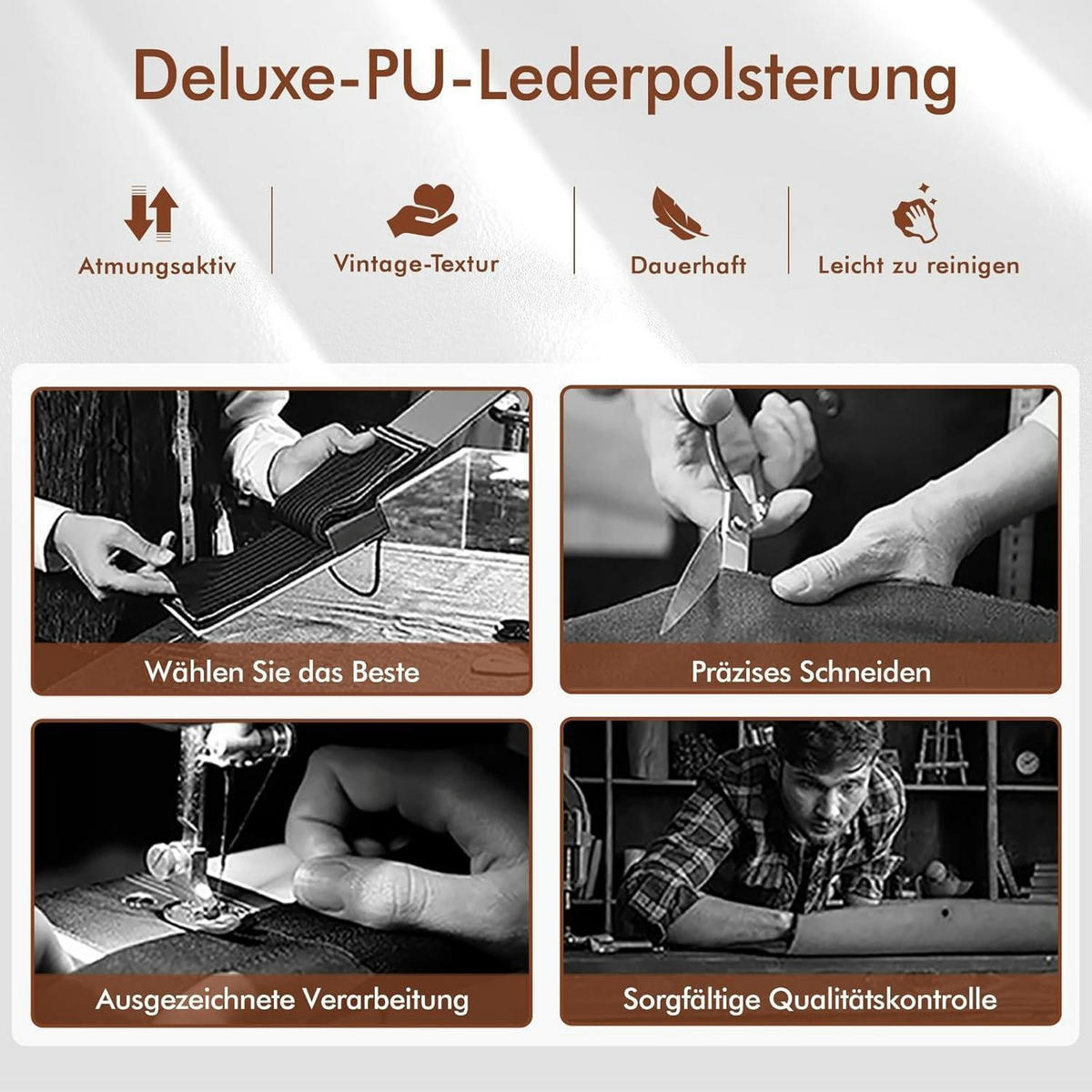 BARHOCKER Odette PU-Leder Weiß mit 360°-Drehung und Höhenverstellung - Weiß, Kunststoff (45/115.5/45cm)