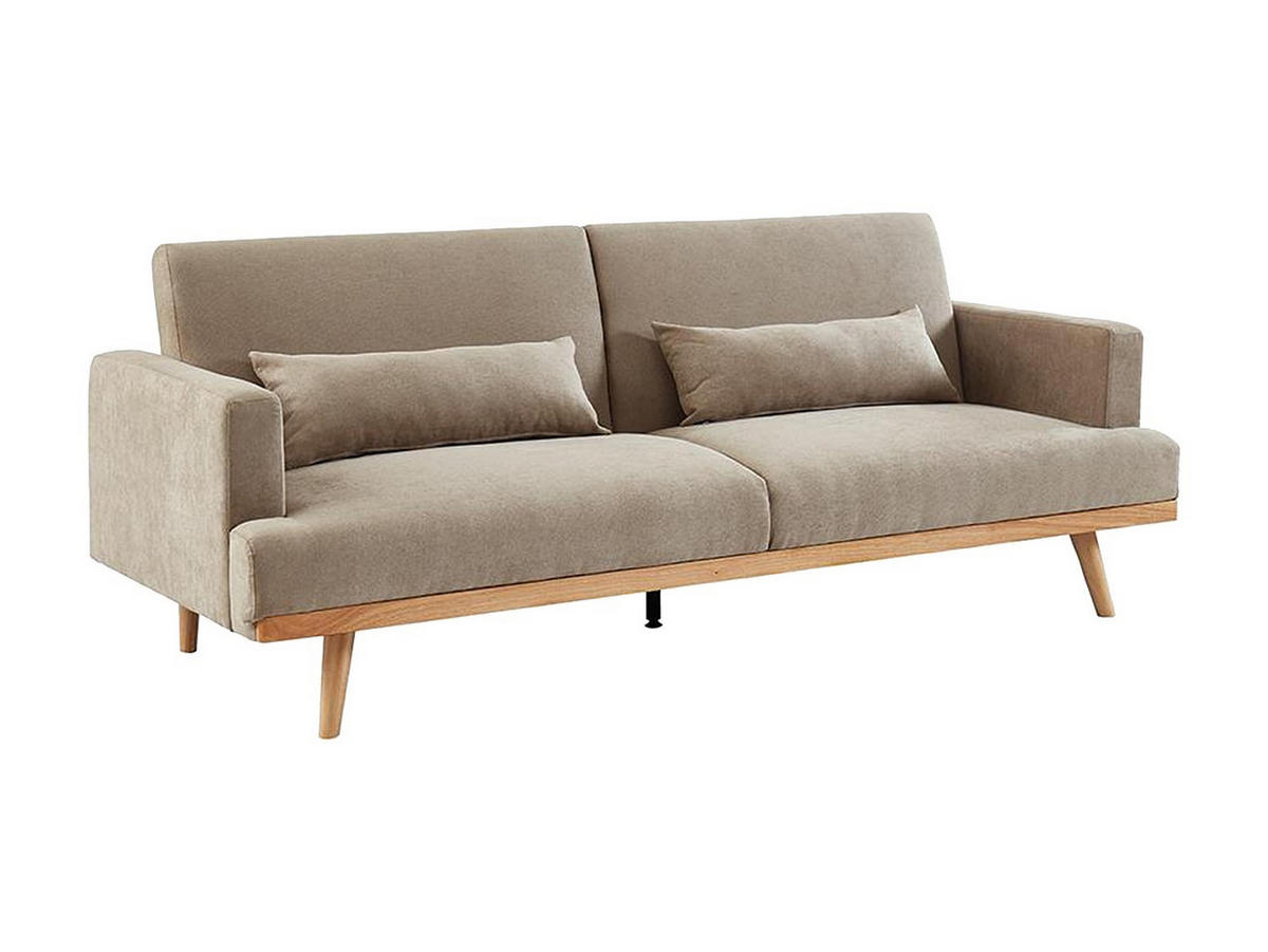 SCHLAFSOFA Klappsofa 3-Sitzer - Stoff - Beige - ESME - Beige, Textil (216/85/89cm) - Vente-Unique