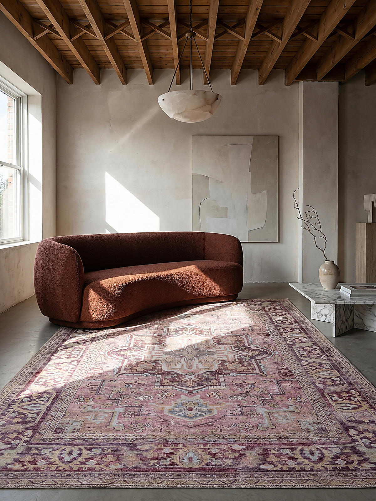 TEPPICH maschinenwaschbar Vintage-Design, recycelt HALD, Rosa 120x170 cm - Rosa, Textil (170/120cm) - KADIMA DESIGN