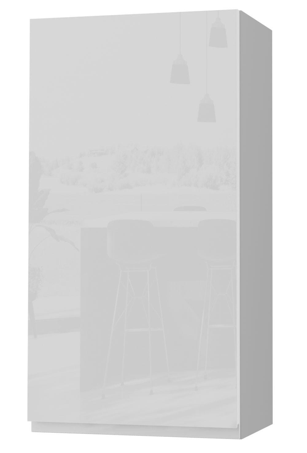 HÄNGESCHRANK Florence W4/50 Grau / RAL 9003 signalweiß HG 50 / 32,5 / 96cm - Türanschlag rechts - Weiß Hochglanz/Grau, Holz/Holzwerkstoff (50/96/32.5cm) - Feldmann-Wohnen