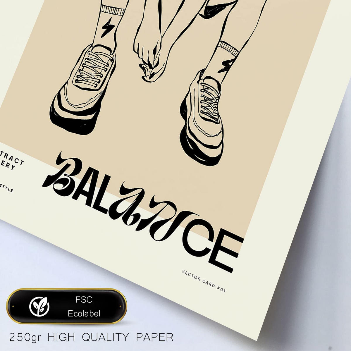POSTER Set Mit 6 Schwarztintenbalance Größe A3 & A4 Schwarzer Rahmen - Schwarz, Papier (29.7/1cm) - Nacnic
