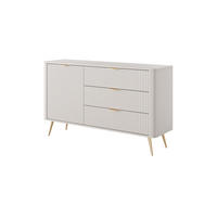 KOMMODE Lante 138 Beige, Goldene Beine, Kombikommoden mit 3 Schubladen - Beige, Holzwerkstoff (138/81/38cm) - Bettso