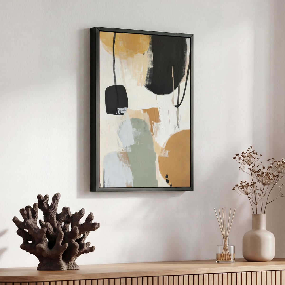 LEINWAND Bilder mit Rahmen - Farbe - Abstrakt - Farben - 30x40 - Currygelb, Textil (30/40cm) - MuchoWow