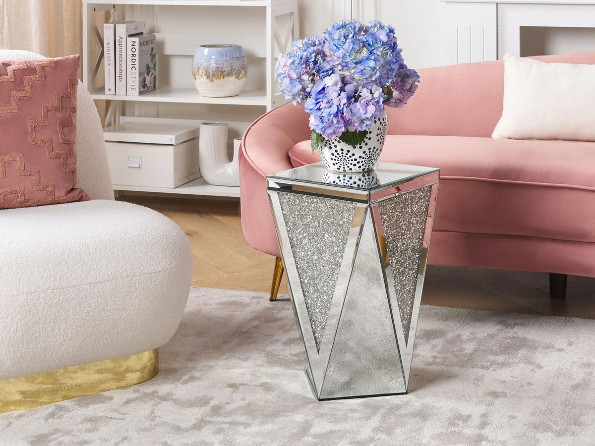 BEISTELLTISCH Silber verspiegelt Luxey - Silberfarben, Glas (30/30/51cm) - Beliani