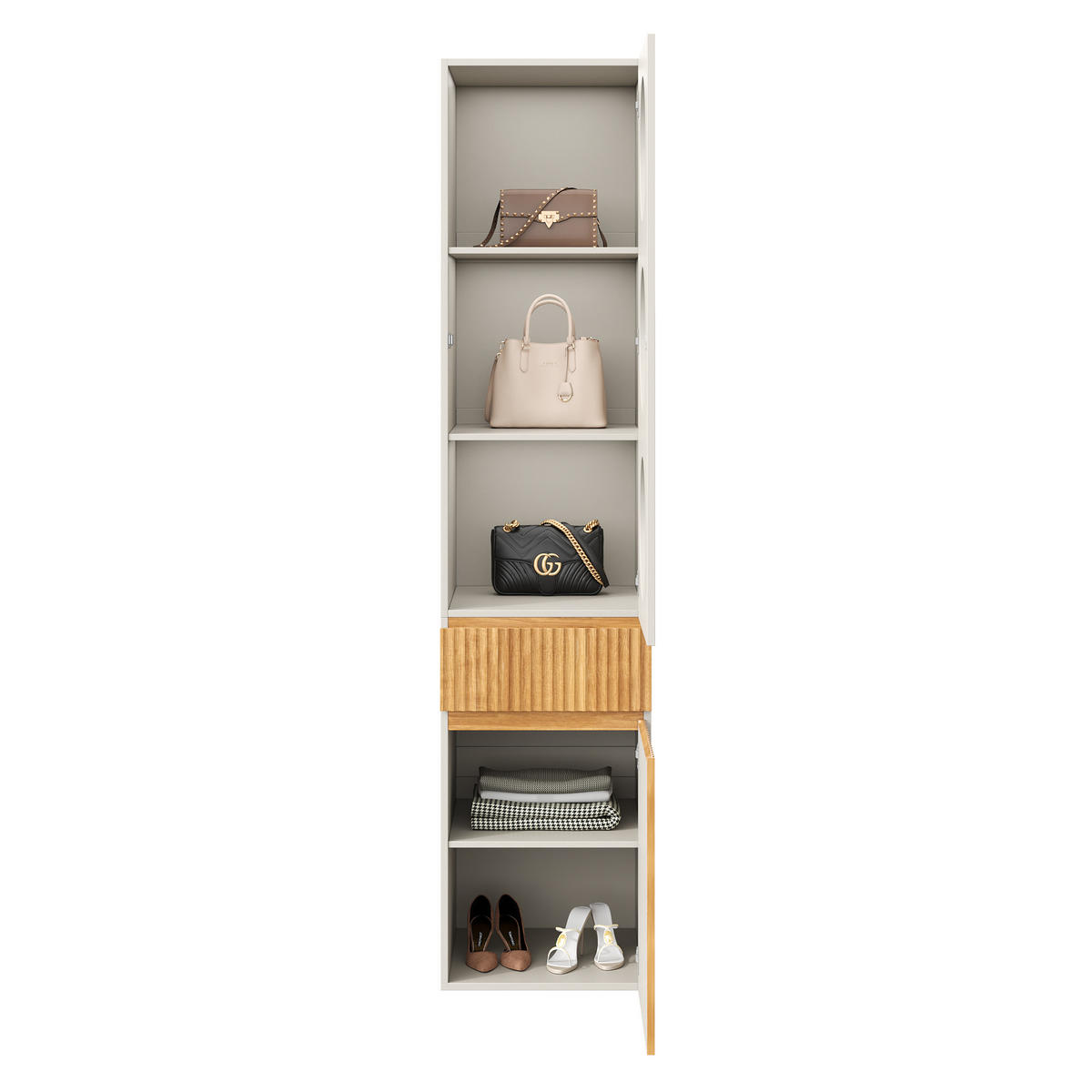 HOCHSCHRANK Eichenoptik, 2 Türen & Schublade, 45 x 50 x 200 cm - Naturfarben, Holzwerkstoff (45/200/50cm) - Urban Meuble