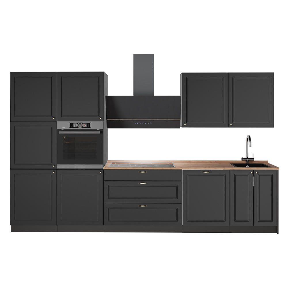KUCHYŇSKÝ KOUT Fame-Line, Anthrazit-Gold Landhaus/Antracit, 340 cm, PD Dub - antracitová, kompozitní dřevo (340/206.8/60cm) - Vicco