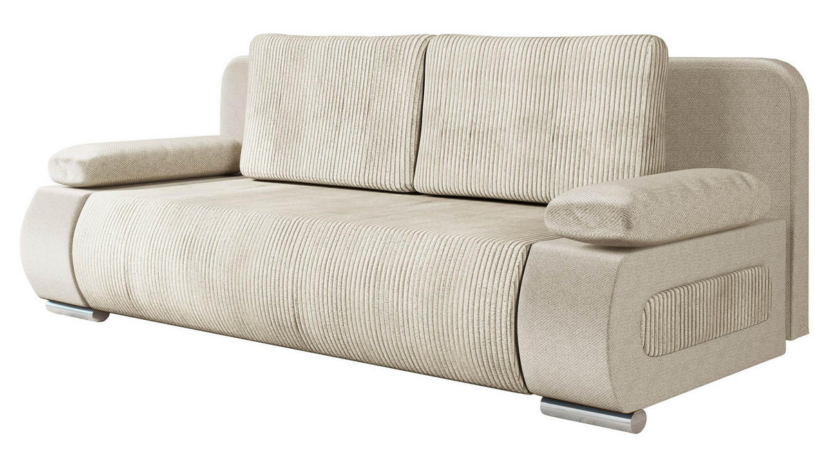 SCHLAFSOFA Emma Cord - Beige, Holz/Kunststoff (200/77/92cm) - MIRJAN24
