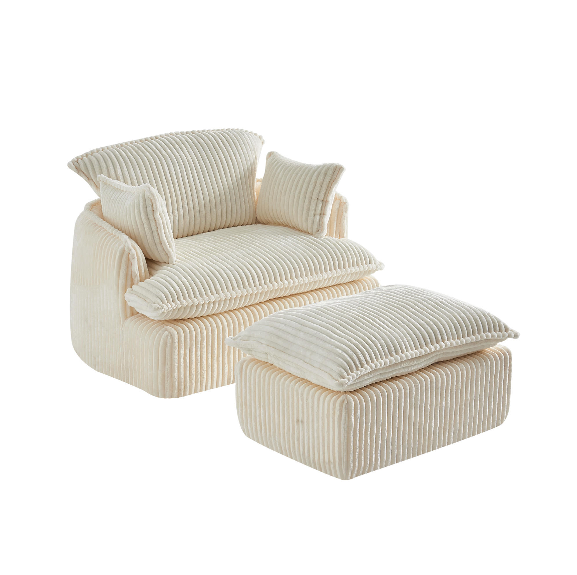 SOFA-SESSEL mit Hocker 115 x 89 x 77 cm Beige 2-tlg. - Beige, Kunststoff (89/77/115cm) - Meubliv