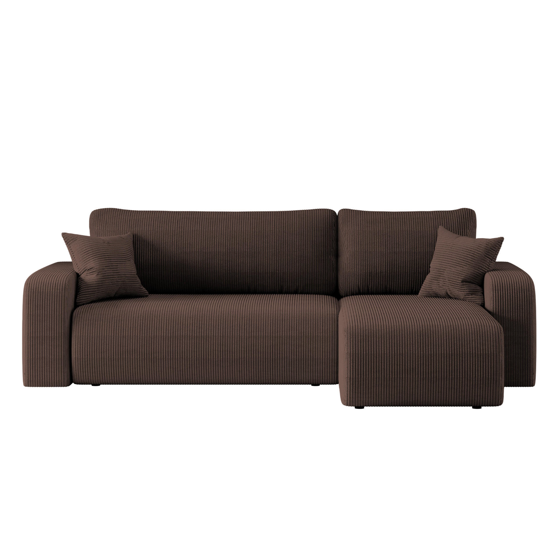 ECKSOFA L-FORM Schlaffunktion Und Bettkasten Eckcouch MILANO L Stoff Dicker Cord Braun Rechts - Braun, Holz/Textil (244/142cm) - Kaiser Möbel