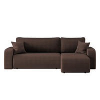 ECKSOFA L-FORM Schlaffunktion Und Bettkasten Eckcouch MILANO L Stoff Dicker Cord Braun Rechts - Braun, Holz/Textil (244/142cm) - Kaiser Möbel
