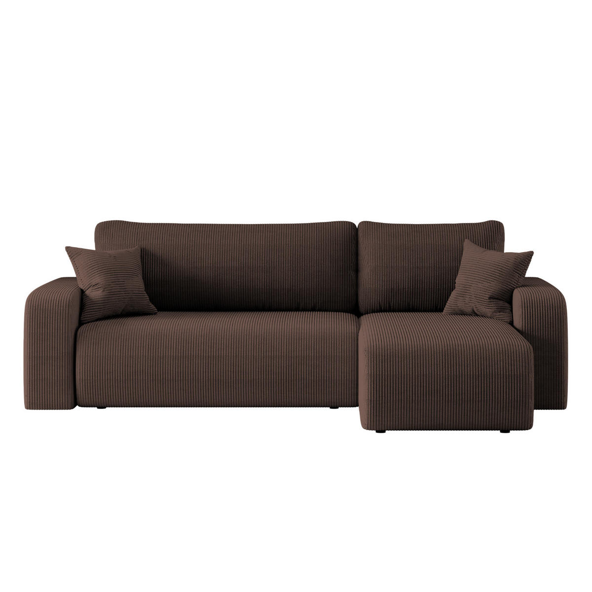 ECKSOFA L-FORM Schlaffunktion Und Bettkasten Eckcouch MILANO L Stoff Dicker Cord Braun Rechts - Braun, Holz/Textil (244/142cm) - Kaiser Möbel