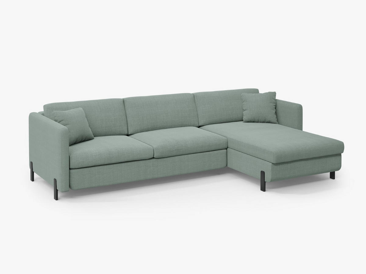 ECKSOFA ausklappbar rechts mit Container Gloria aus strukturiertem Stoff minze 4 Sitzplätze - Mintgrün, Textil (170/260cm) - Micadoni
