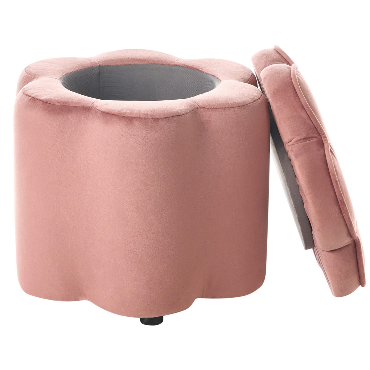 KINDERHOCKER mit Stauraum Samtstoff Rosa Blume Flower - Pink/Schwarz, Textil (40/38/40cm) - Beliani