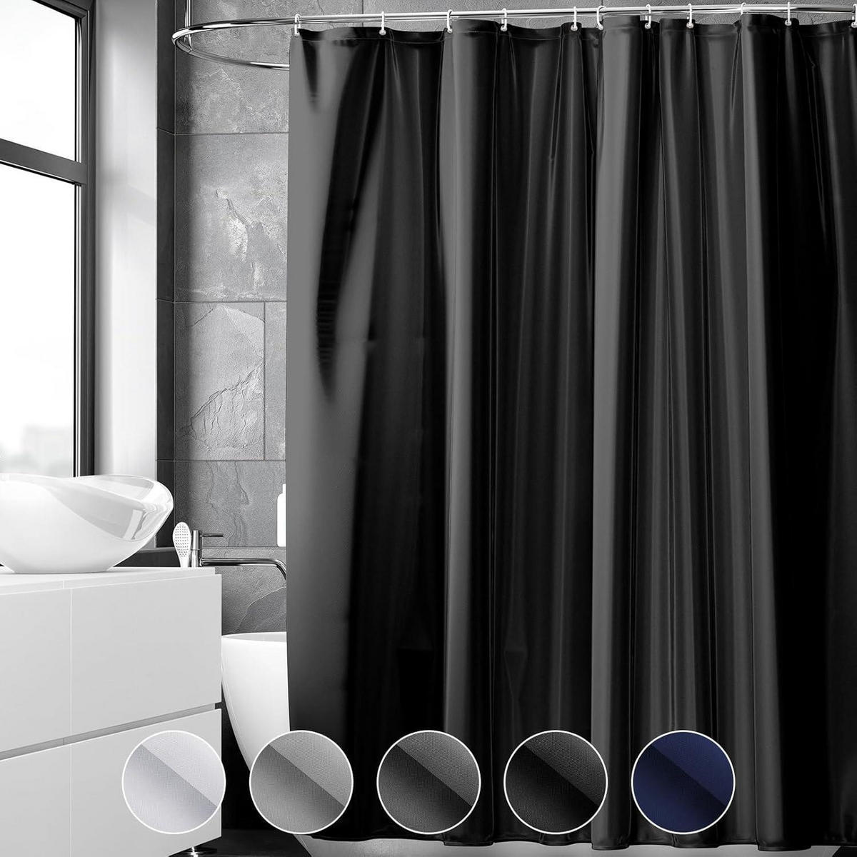 DUSCHVORHANG 180 x 200 cm Schwarz Wasserabweisend Anti-Schimmel - Schwarz, Textil (180/200cm)