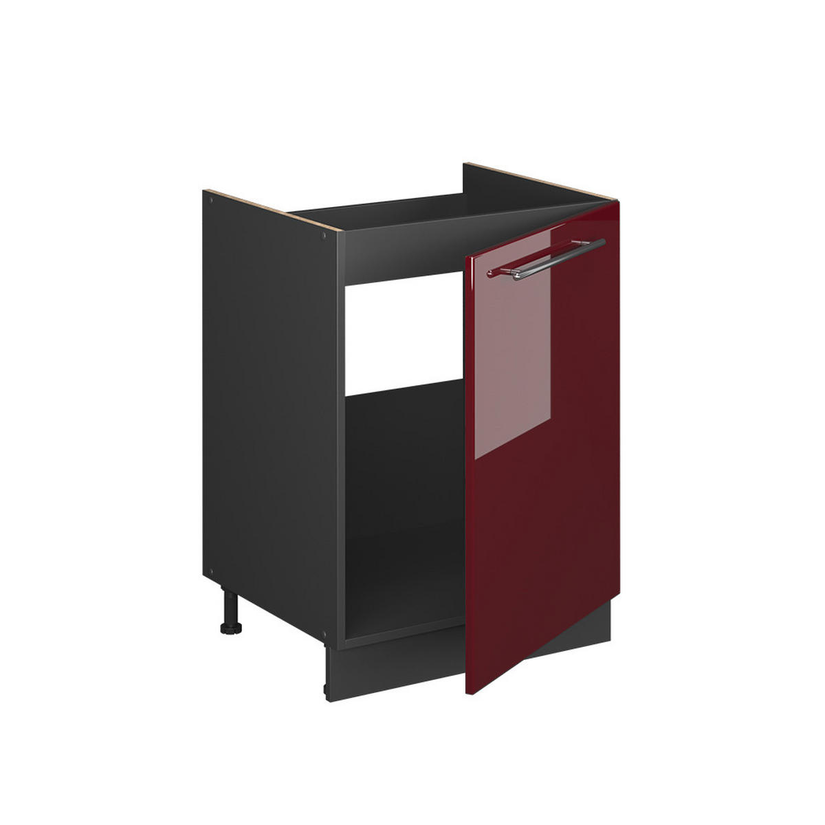 SKŘÍŇKA POD DŘEZ Fame-Line, Bordó červená vysoký lesk/Antracit, 60 cm - bordeaux/antracitová, kompozitní dřevo (60/82/60cm) - Vicco