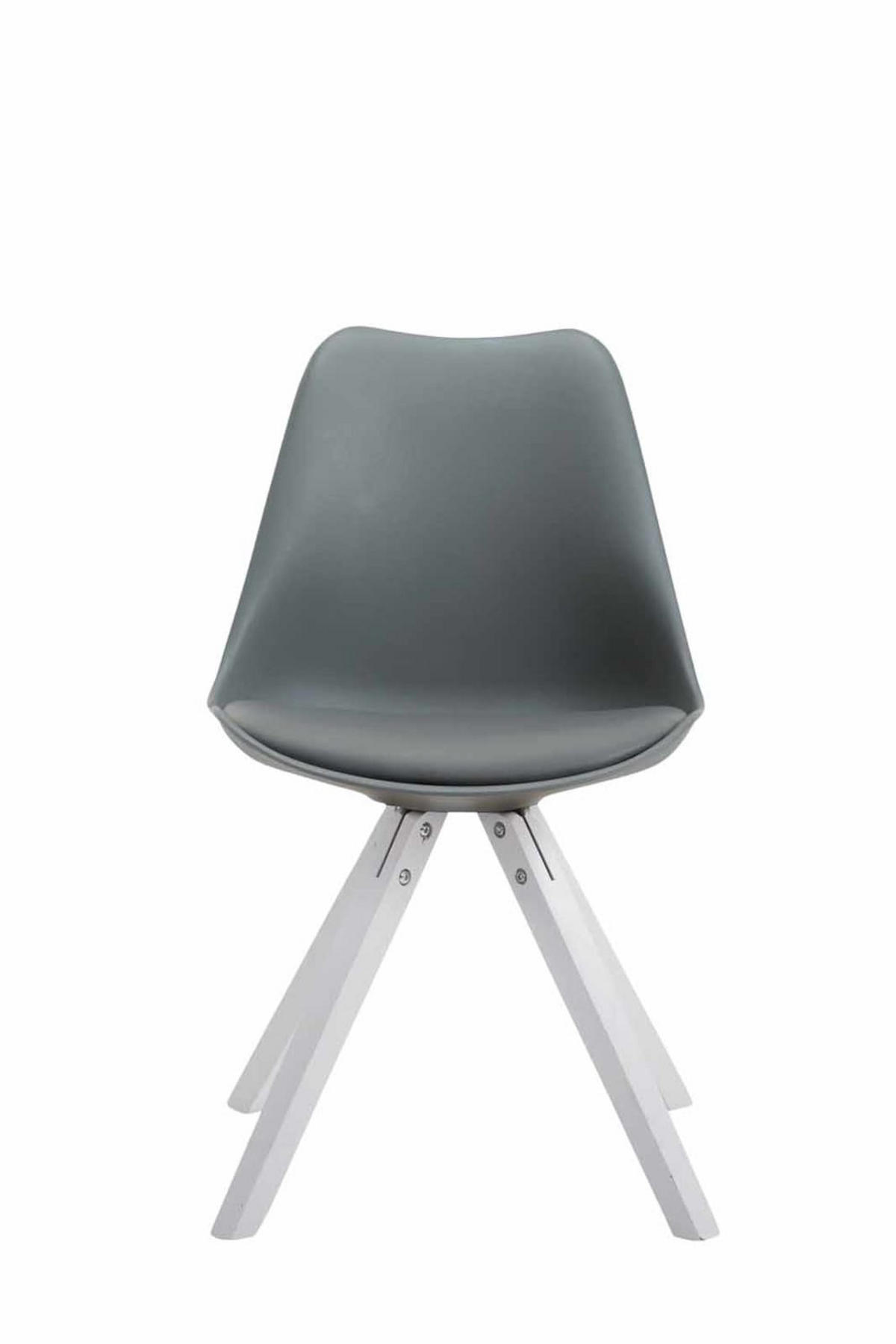 STUHL 4er Set Lederlook grau - Weiß/Grau, Holz/Textil (47.5/83/55.5cm) - CLP