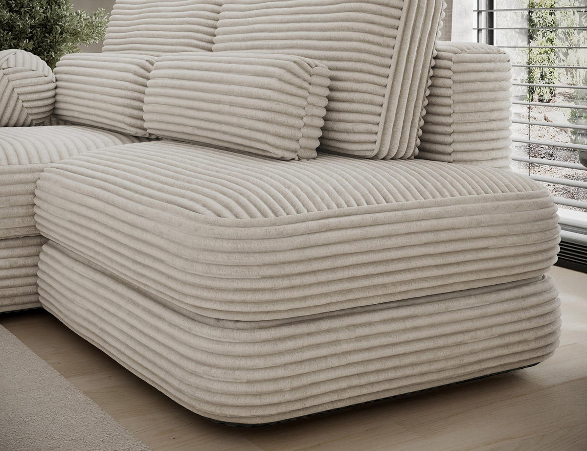 ECKSOFA RIPELI L-Form mit Schlaffunktion & Bettkasten – Modernes 3-Sitzer Sofa, Wellenfederung, 217 × 175 cm - Beige/Schwarz, Kunststoff (217/175cm) - Wohnideebilder
