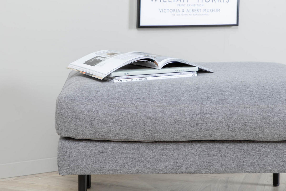 POUF schwarz grau - Grau, Holzwerkstoff (85/47/64cm) - ebuy24