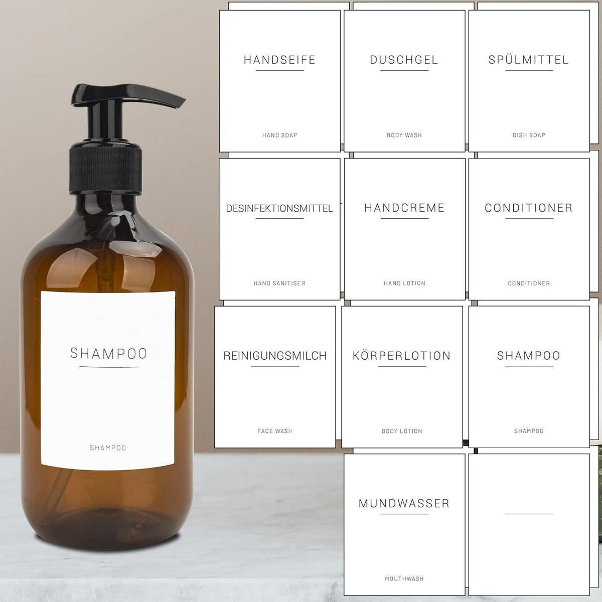 SEIFENSPENDER 3er-Set 500ml PET mit Wandhalterung - Braun, Kunststoff (7.4/16.7/7.4cm)