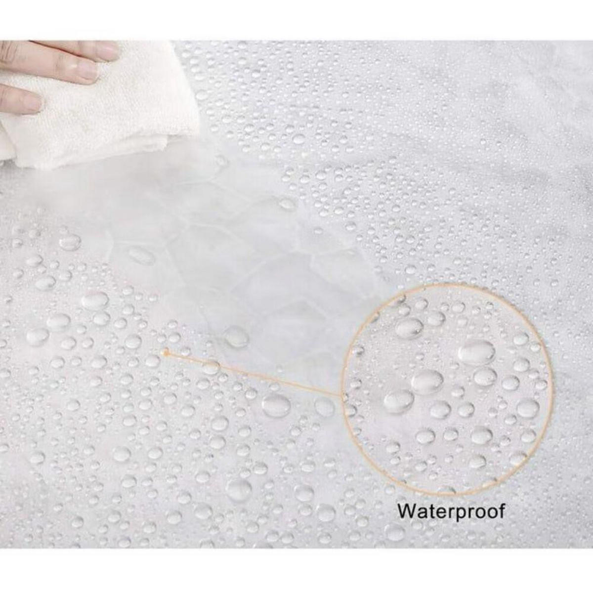 DUSCHVORHANG 72 x 78 cm transluzent 3D Wasserwürfel gefüttert mit Haken - Transparent, Kunststoff (72/78cm) - MCBOSON