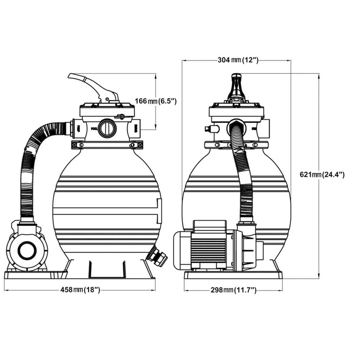 SANDFILTERPUMPE 400 W 11.000 L/H - Schwarz, Kunststoff (45.8/62.1/29.8cm) - vidaXL