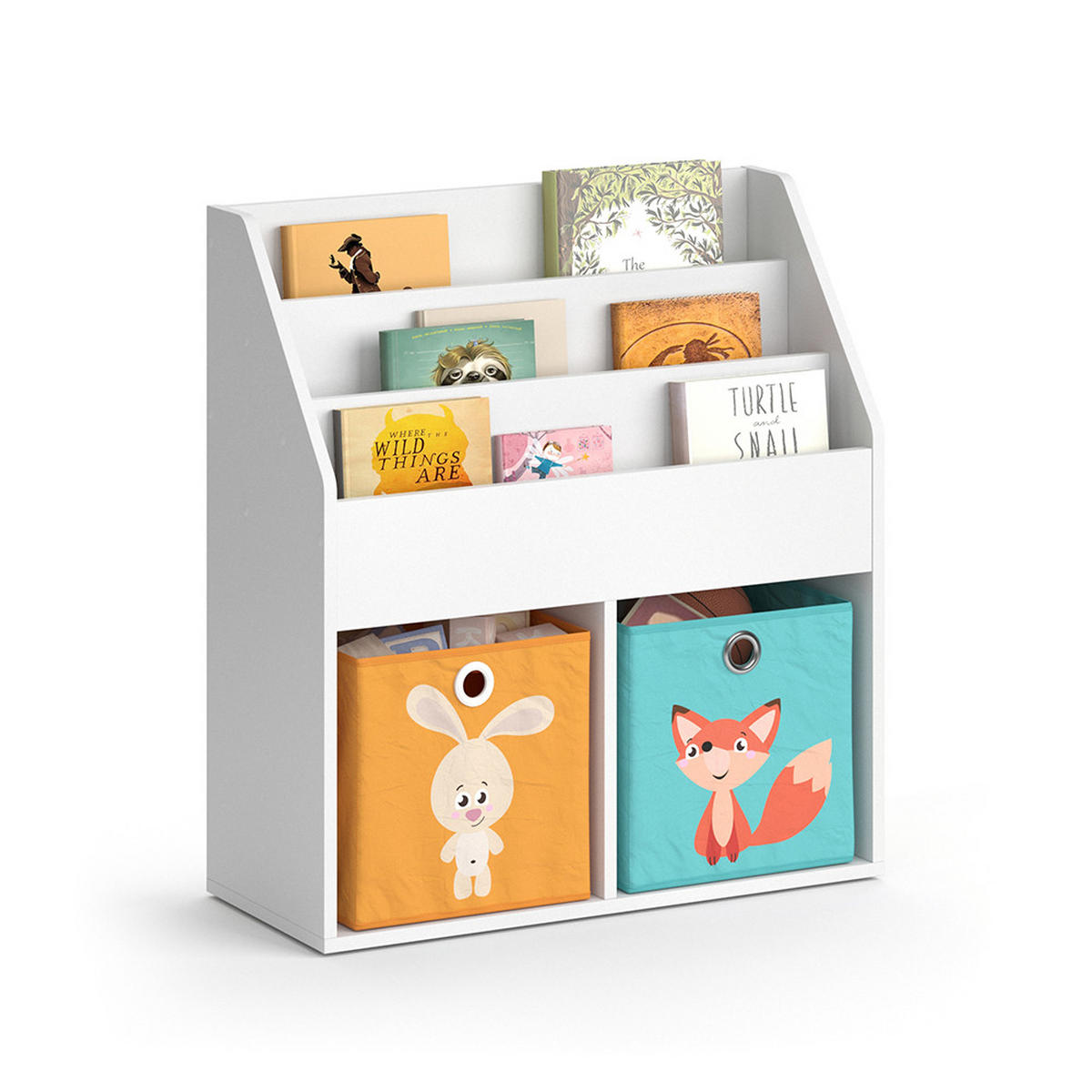 KINDERREGAL Luigi Weiß 72 x 79 cm mit 2 Faltboxen opt.1 - Weiß, Holzwerkstoff (72/79/30.7cm) - Vicco