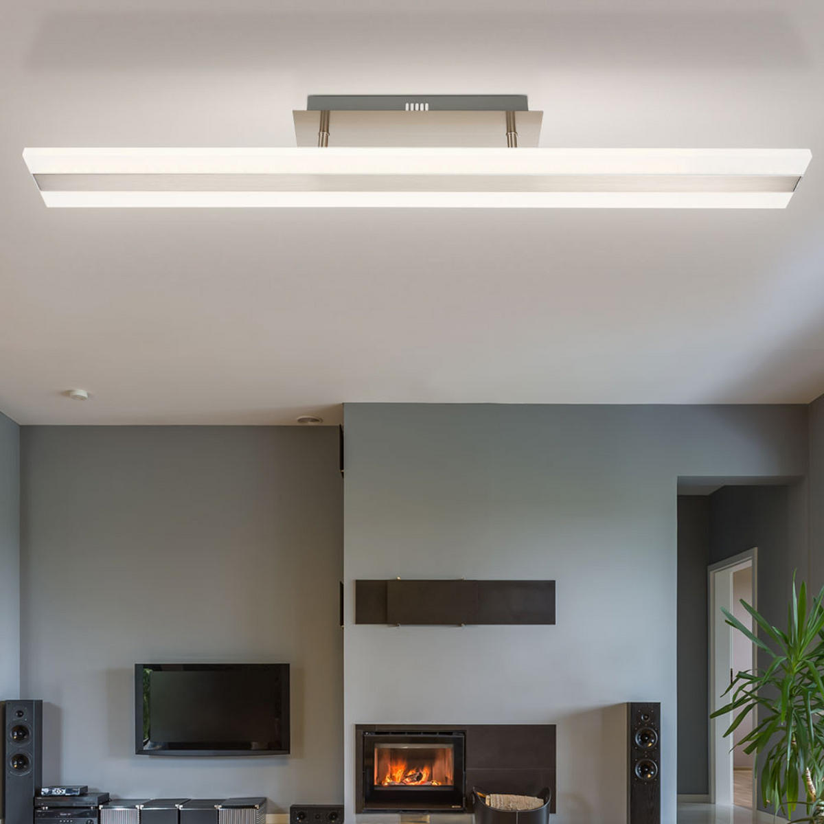 LED DECKENLEUCHTE CHUCK Aluminium Silber - Silberfarben, Metall (90/10/12cm) - Globo Lighting